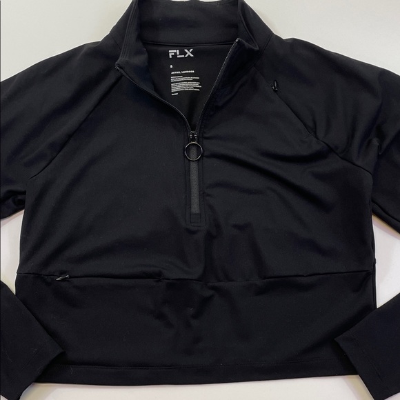 FLX Black Quarter-Zip Long Sleeve Crop Pullover Women’s Sz S - Picture 1 of 7